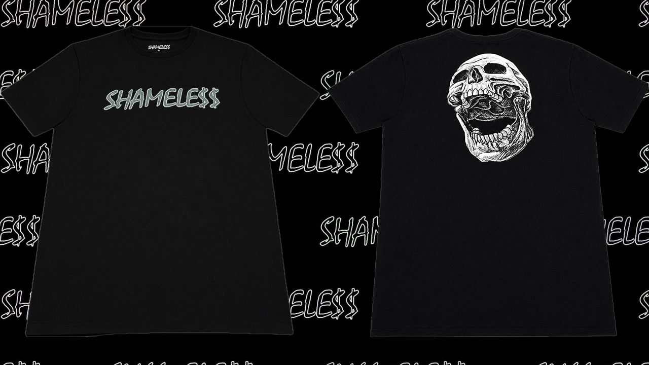 BLACK SKULL SHAMELE$$ SHIRT
